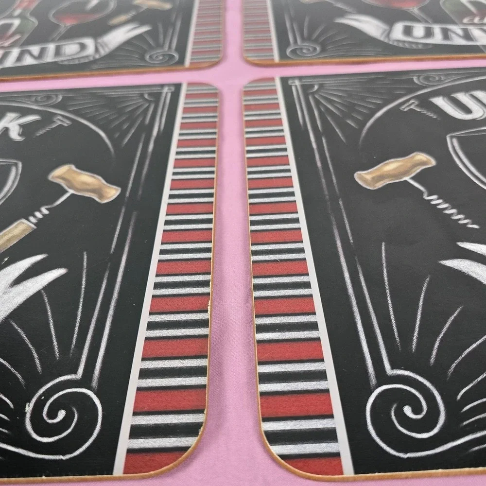 Wellington Studio Wine Placemats Set of 4 Cork Back Uncork and Unwind Chalkboard